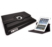360 graden lederen roterende iPad 2 / 3 case Zwart