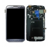 Samsung N7100 Galaxy Note II Compleet Unit frontcover + LCD display + display glas + Touchscreen Titanium Grey Origineel