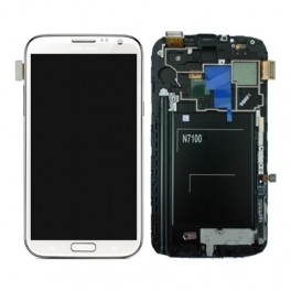 Samsung N7100 Galaxy Note II Compleet Unit frontcover + LCD display + display glas + Touchscreen Marble White Origineel