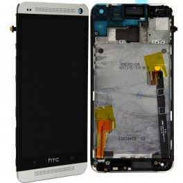 HTC One M7 Compleet Touchscreen met LCD Display assembly Zilver